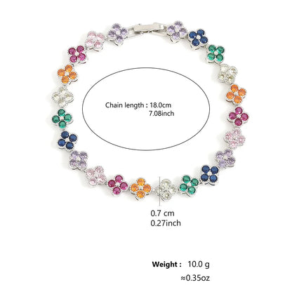 Kawaii Colorful Floral Zircon Bracelets 🌸✨ | ZAKOL's Playful Party Jewelry for Women 🎉