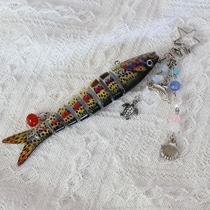 Playful Plastic Fish Keychain 🐟 Multi Jointed Backpack Charm Gift