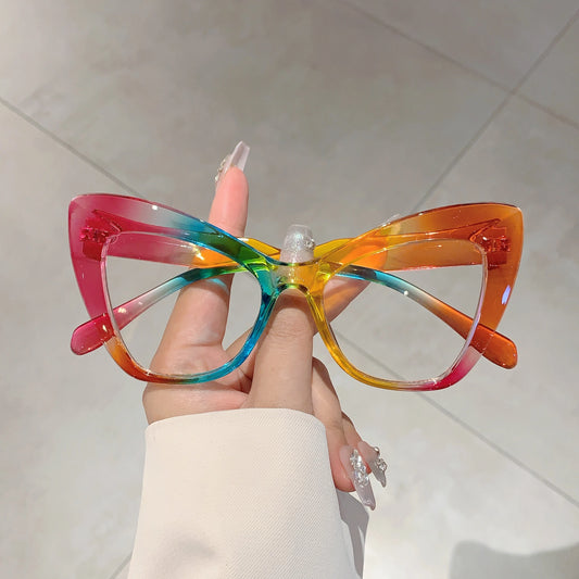 Kawaii Butterfly Cat Eye Glasses 🦋✨ | Trendy Blue Light Blocking Eyewear for Women 🌈👓