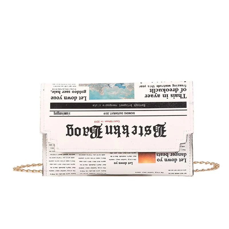 Kawaii Chic Women's Newspaper Messenger Bag 📬✨ - Adorable Square Shoulder Bag for Trendy Fashionistas! 👜💕