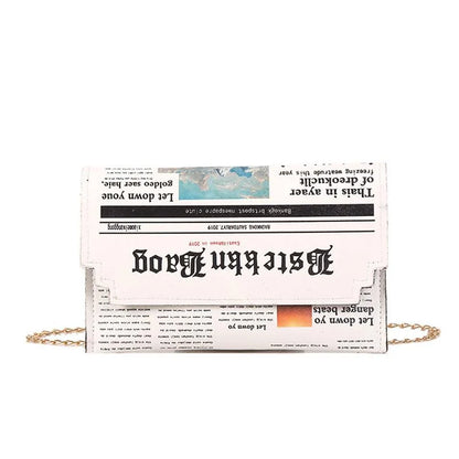 Kawaii Chic Women's Newspaper Messenger Bag 📬✨ - Adorable Square Shoulder Bag for Trendy Fashionistas! 👜💕