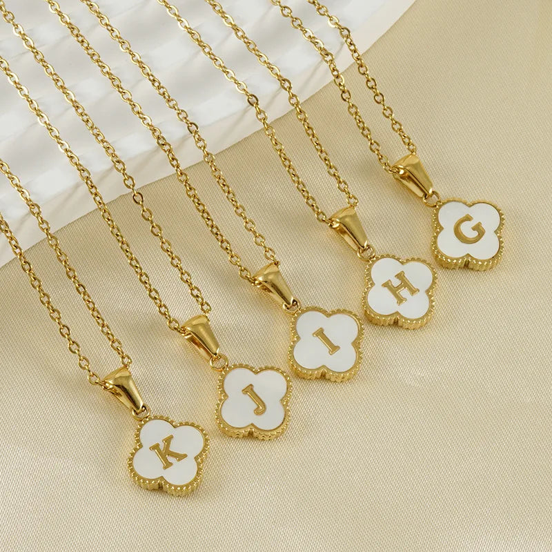 Charming Kawaii Stainless Steel Initial Necklace for Her 🌸✨ | Cute White Chain Jewelry - Perfect Valentine’s Day Gift! 💖