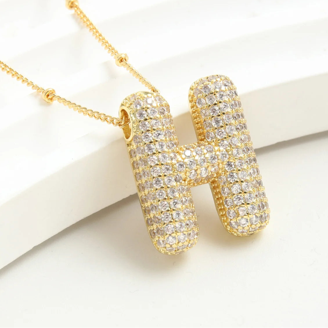 Kawaii Gold Plated Balloon Letter Necklace 🎈✨ | Chunky Initial Pendant Jewelry for Trendy Women 👩‍🎤💖