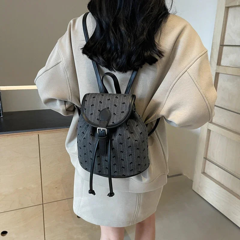 Kawaii Mini Plaid Oxford Backpack 🎀💕 | Adorable Women's Zipper Shoulder Bag with Heart Embroidery & Bow Details 🎉✨