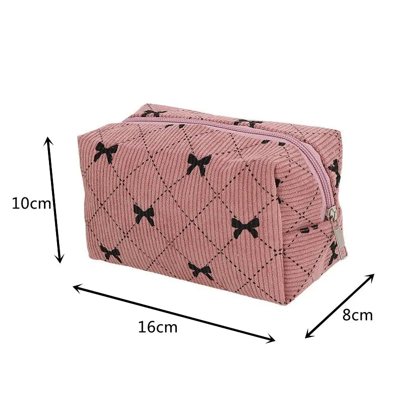 Kawaii Corduroy Makeup Pouch 🎀 | Adorable Travel Cosmetic Bag for Lipsticks & Skincare ✨ | Cute Organizer for Women & Girls 💖