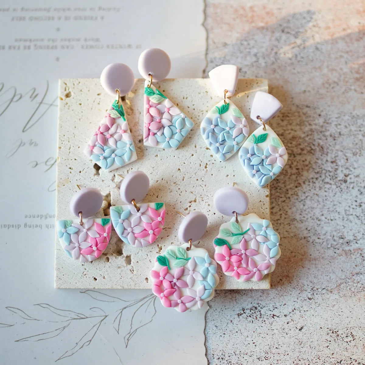 Whimsical Floral Dangle Earrings Sets In Polymer Clay For Women Beachwear 💐✨