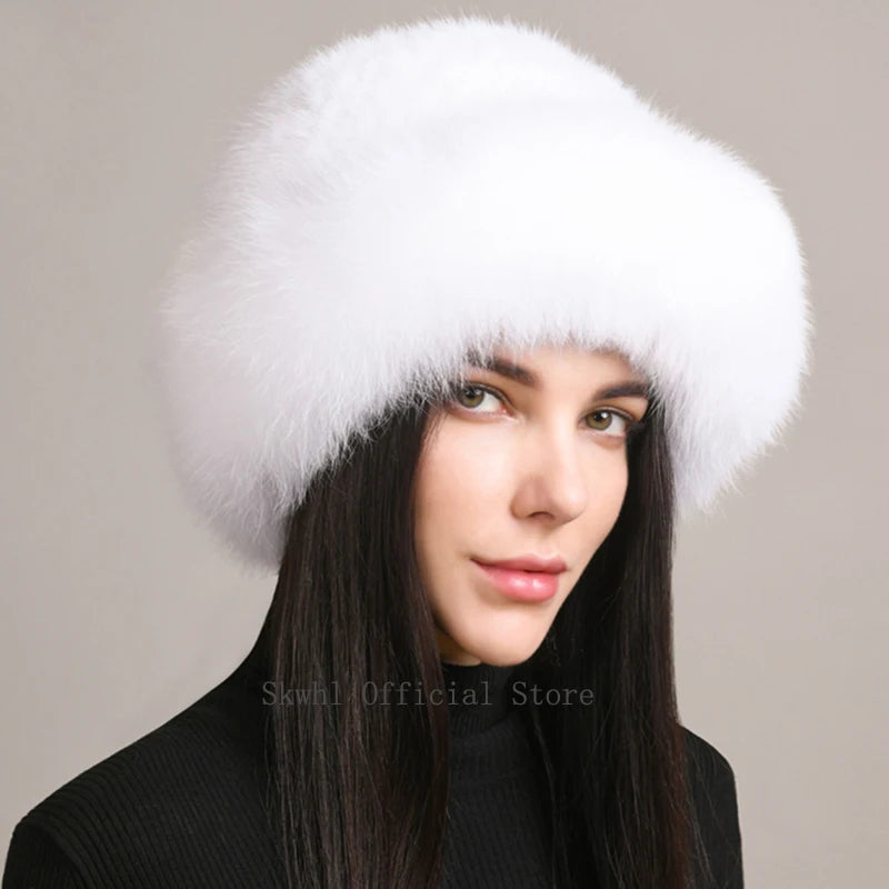 Kawaii Handmade Knitted Mink & Fox Fur Beanie 🎀✨ | Luxury Winter Hat for Stylish Women 🧣❄️