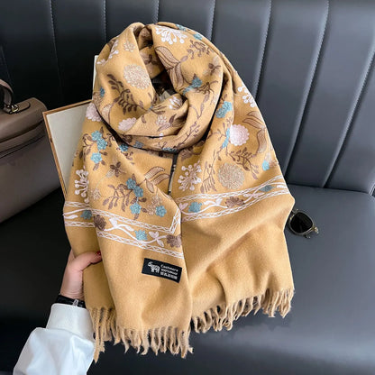 Winter Floral Embroidery Scarf For Women Long Wrap Keeps You Warm ❄️🌸🧣