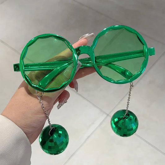 Kawaii Candy-Colored Oversized Round Sunglasses with Fun Pendants 🌈✨ | Trendy Rave Party Eyewear for Women 😎🎉