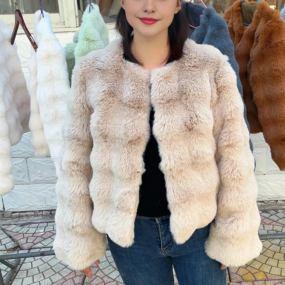 Kawaii Cozy Faux Fur Dream Coat for Women 🐻✨ | Trendy Short Plush Jacket for Autumn & Winter 2024! ❄️💕