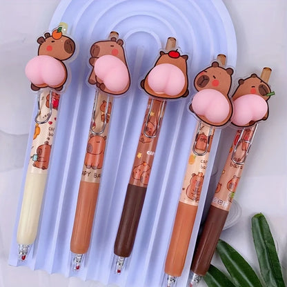 ✨ Capybara Cuties Gel Pens 🐾 - Quick Drying & Decompression Fun for Study & Office! ✍️ - Pixie Quill