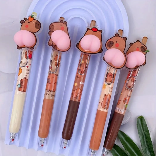 ✨ Capybara Cuties Gel Pens 🐾 - Quick Drying & Decompression Fun for Study & Office! ✍️ - Pixie Quill