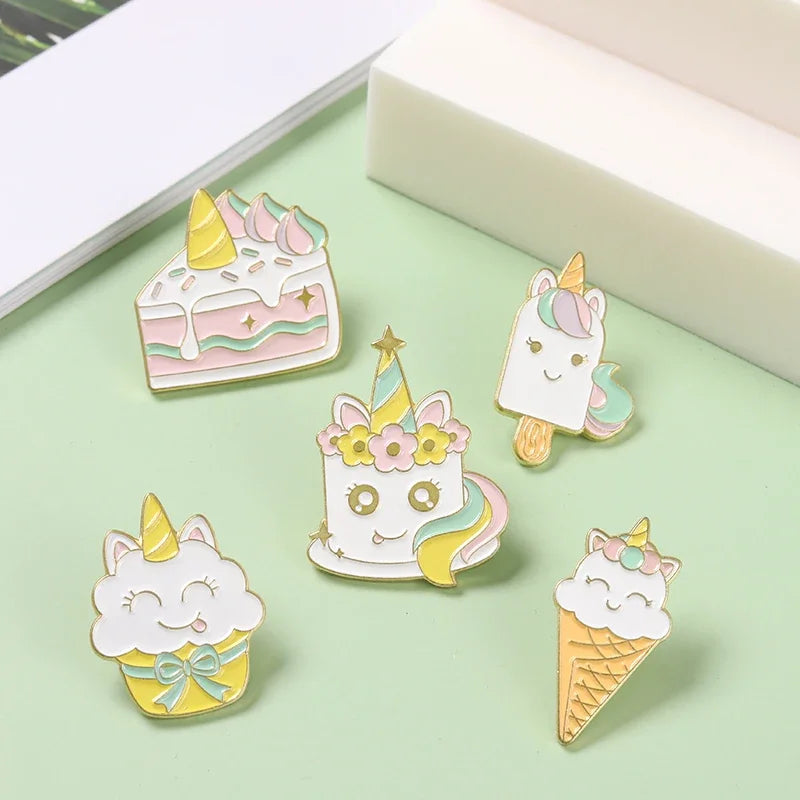 Kawaii Rainbow Dessert Enamel Pin 🍰🍦 Cute Cake & Ice Cream Brooches for Bags & Clothes 🎀✨ Perfect Gift for Friends & Kids!