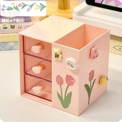 Cute Kawaii Pen Holder & Pencil Organizer 🐾🌈 - Adorable Multi-Functional Storage Box for Your Desk!