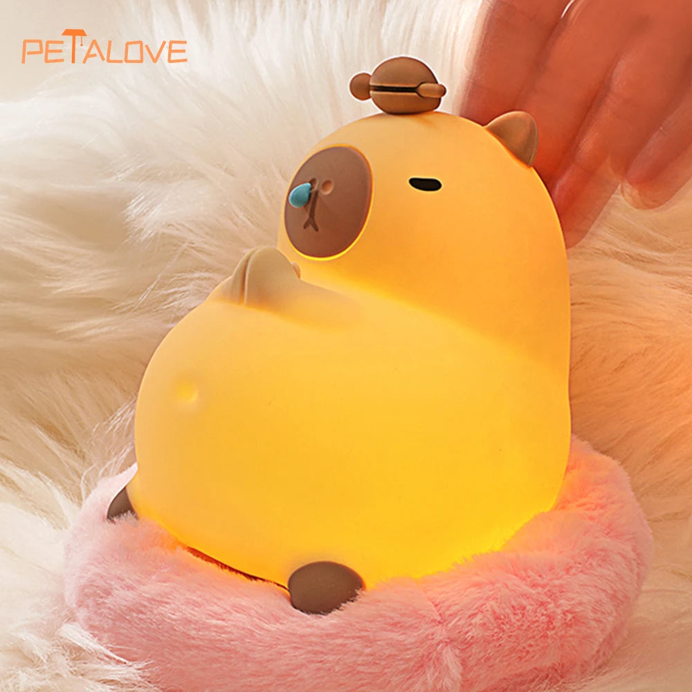 Adorable Capybara Night Light 🌟 | Kawaii Silicone Bedside Lamp 🐾 | USB Rechargeable Animal Glow for Kids' Rooms 🌙✨