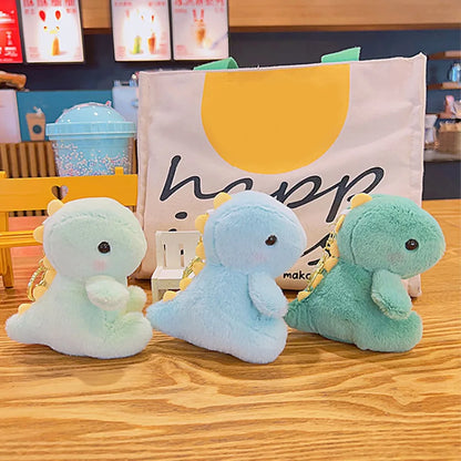 Pastel 12cm Dino Plush Keychain Pendant 🦕 Cute Portable Stuffed Doll Backpack 🎒