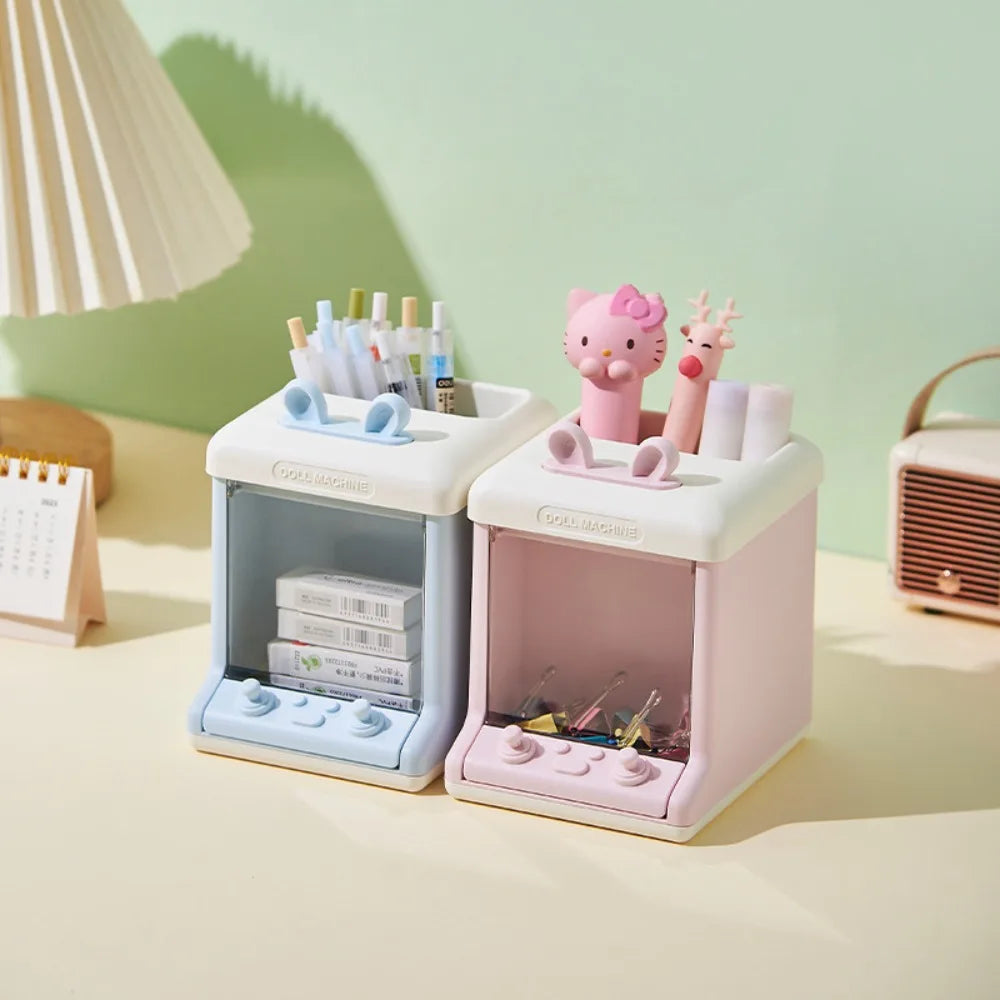Kawaii Multi-Grid Penholder 🐾✨ - Cute Cartoon Brush & Pencil Storage Rack for Desk Organization! 🖍️💕