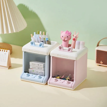 Kawaii Multi-Grid Penholder 🐾✨ - Cute Cartoon Brush & Pencil Storage Rack for Desk Organization! 🖍️💕