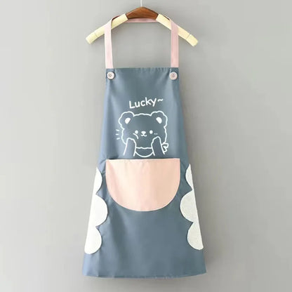 Cute Cartoon Apron for Couples Household Kitchen Catering Waterproof Sleeveless Home Cook Apron Cook Wear Smock - Pixie Quill