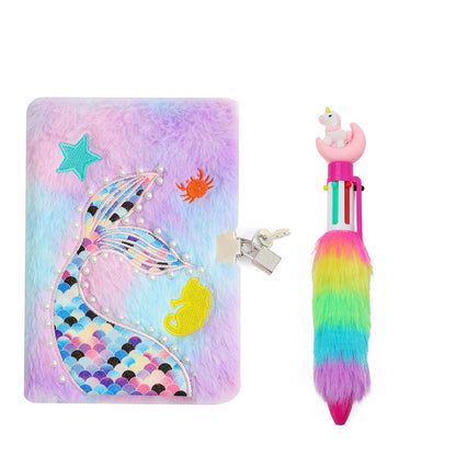 Kawaii Mermaid Tail A5 Notebook & Pen Set 🧜‍♀️✨ - Adorable Lock Diary for Girls! 💖📚