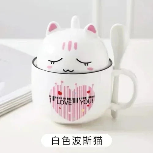Adorable Kawaii Animal Mug with Lid 🐶🐱✨