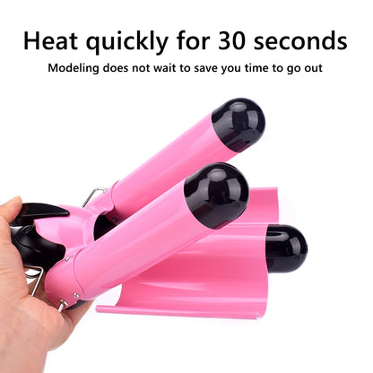 Kawaii Triple Barrel Hair Curler 🌸✨ - Professional Ceramic Waver for Dreamy Waves & Curls! 💖