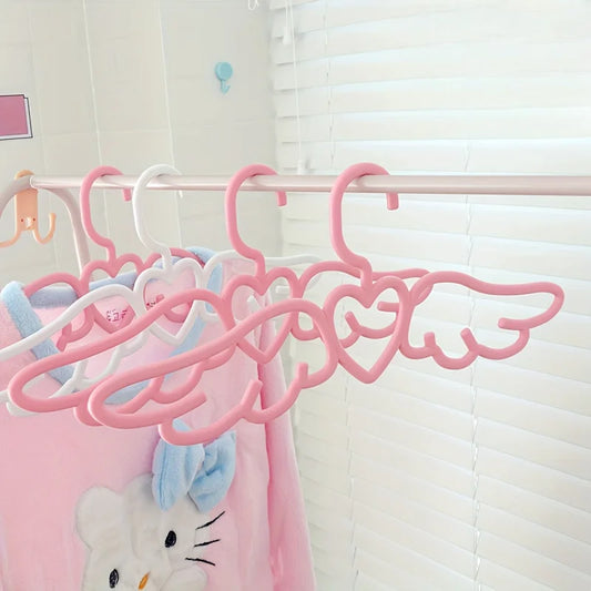 Kawaii Angel Wings Hangers 🌈✨ - Adorable Heart-Shaped Wardrobe Organizers for Stylish Kids' Rooms 💖👗