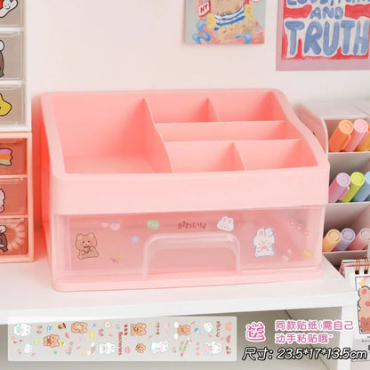 Kawaii Multi-Layer Drawer Organizer 🌟✨ | Cute Desktop Storage Box for School & Office Supplies 🖍️💖