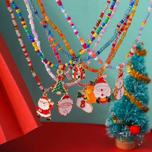 Whimsical Christmas Necklaces Set For Women And Girls Santa Snowman Charms 🎄🎅⛄