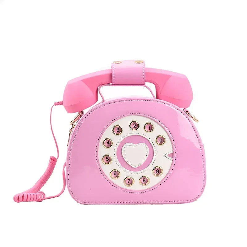 Kawaii Phone Bag 🎀 | Cute Telephone Shaped Crossbody Purse for Stylish Women 💖 | Adorable PU Leather Handbag for School & Shopping👜✨