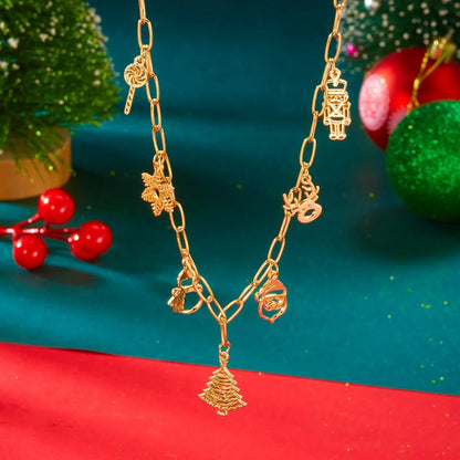 Whimsical Santa Snowman Necklace Pendant 🎄 Snowflake Candy Cane Charm Unisex