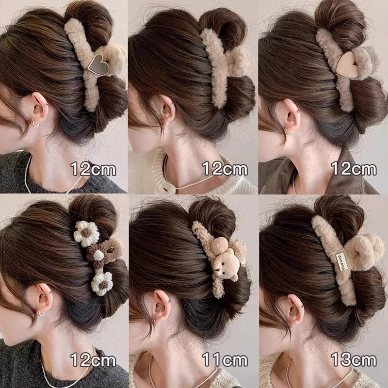 Kawaii Winter Plush Hair Claw 🐰✨ | Adorable Hair Clip for Women & Girls 💖 | Trendy Hair Accessories for Cozy Styles