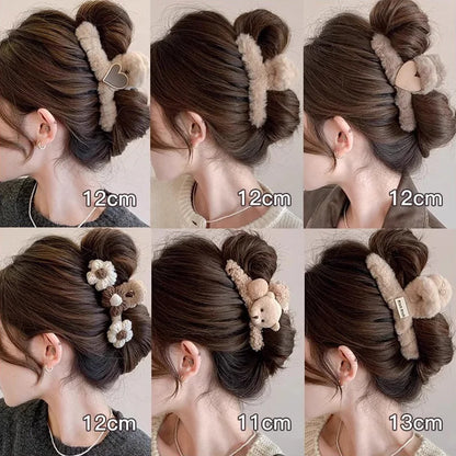 Kawaii Winter Plush Hair Claw 🐰✨ | Adorable Hair Clip for Women & Girls 💖 | Trendy Hair Accessories for Cozy Styles