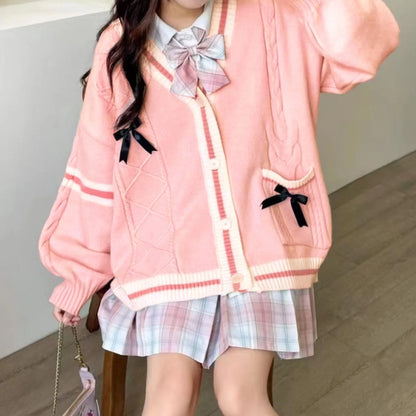 Kawaii Bow Cardigan 🌸✨ | Cozy Knitwear for Autumn & Winter 🍂💖 | Stylish Women's Outerwear