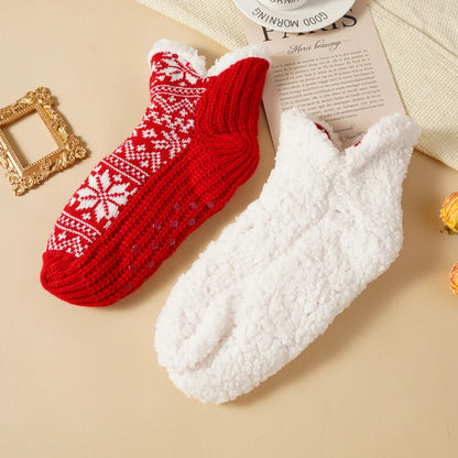 Thickened Fleece-Lined Christmas Socks For Women 🧦 Warm Snowy Mid-Calf Non-Slip