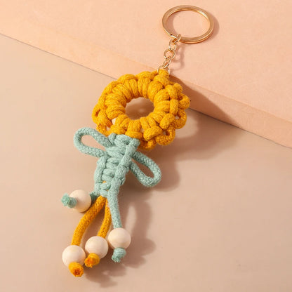 Pastel Rainbow Tassel Hand Knit Keychain For Car Bag Gift 🎀🌈💖