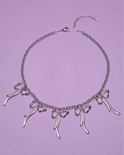 Adorable Bowknot Bling ✨💕 Pink Punk Choker Necklace for Trendy Girls! 🎀✨