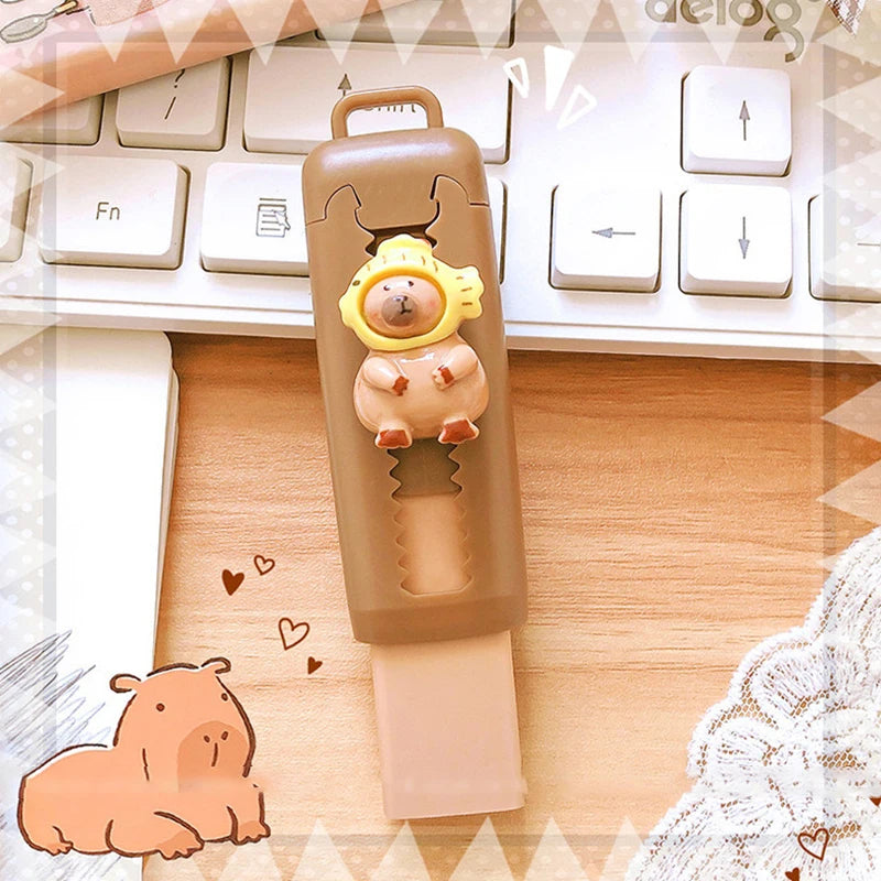 Kawaii Push Pull Capybara Eraser Cute Funny Pencil Rubber Kids Telescopic Eraser Office Supplies School Stationery Gift