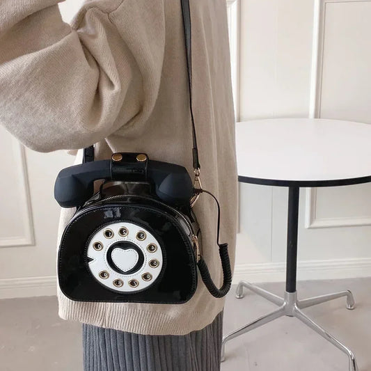 Kawaii Phone Bag 🎀 | Cute Telephone Shaped Crossbody Purse for Stylish Women 💖 | Adorable PU Leather Handbag for School & Shopping👜✨