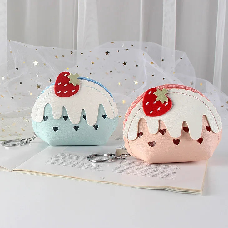 🍓 Sweet Strawberry Zipper Purse 👜✨ Cute Mini Wallet & Keychain Organizer for Fun Adventures! 🎉 - Pixie Quill