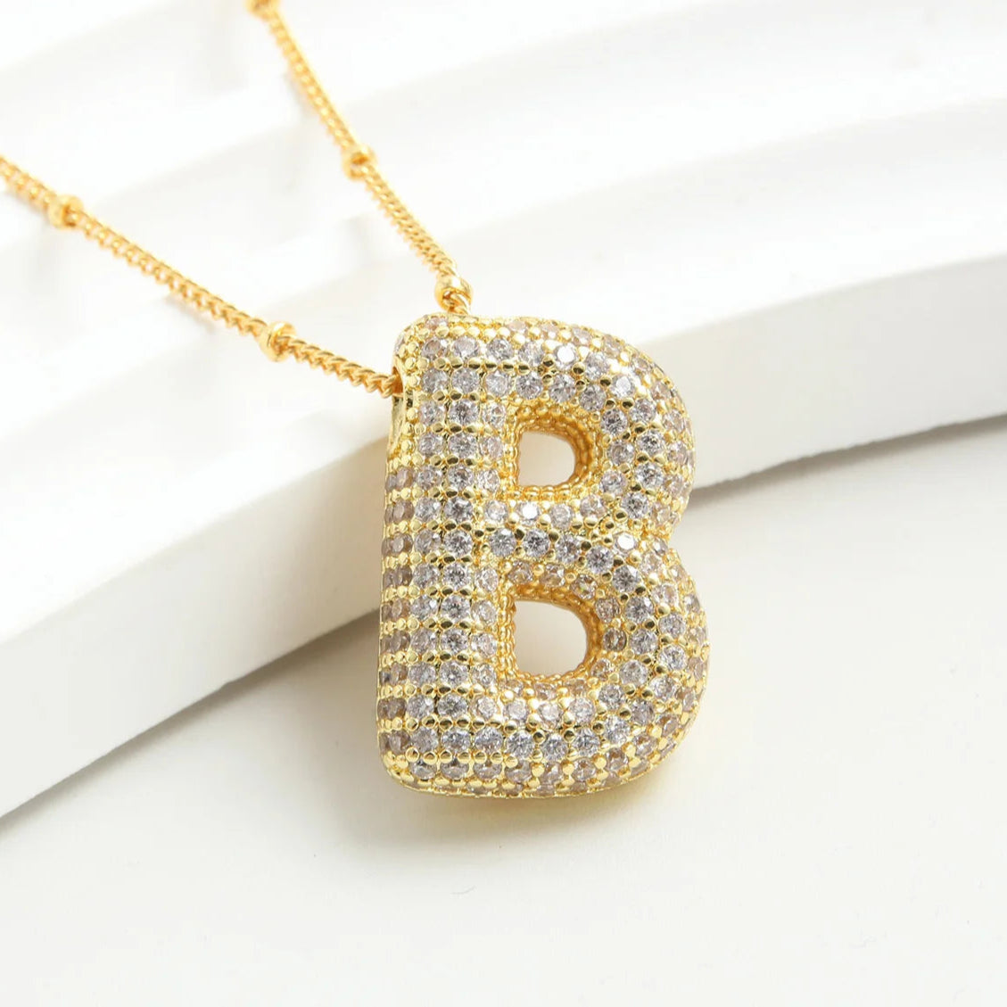 Kawaii Gold Plated Balloon Letter Necklace 🎈✨ | Chunky Initial Pendant Jewelry for Trendy Women 👩‍🎤💖