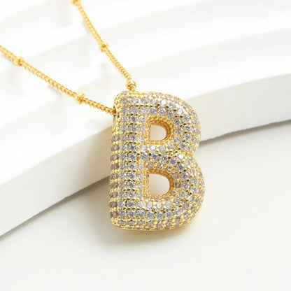 Kawaii Gold Plated Balloon Letter Necklace 🎈✨ | Chunky Initial Pendant Jewelry for Trendy Women 👩‍🎤💖