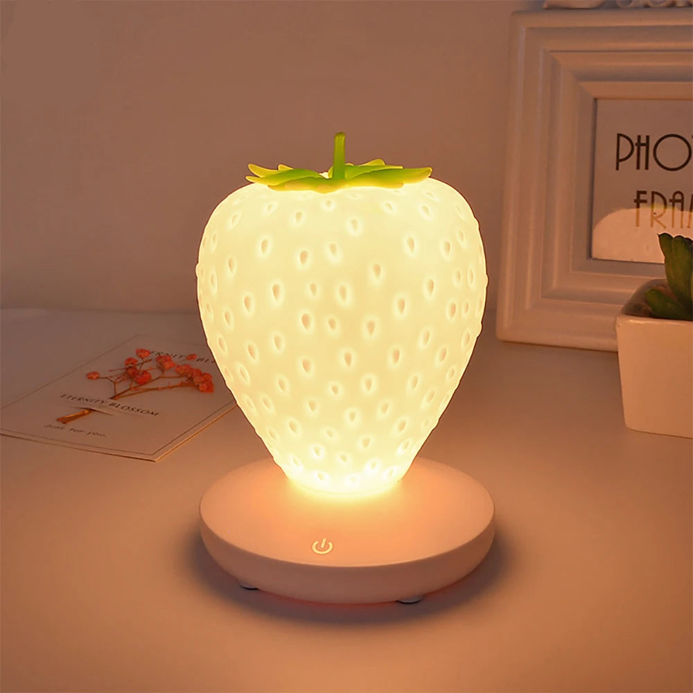 🍓Adorable LED Strawberry Night Light 🌟 Touch-Sensor & USB Rechargeable for Cozy Spaces! - Pixie Quill