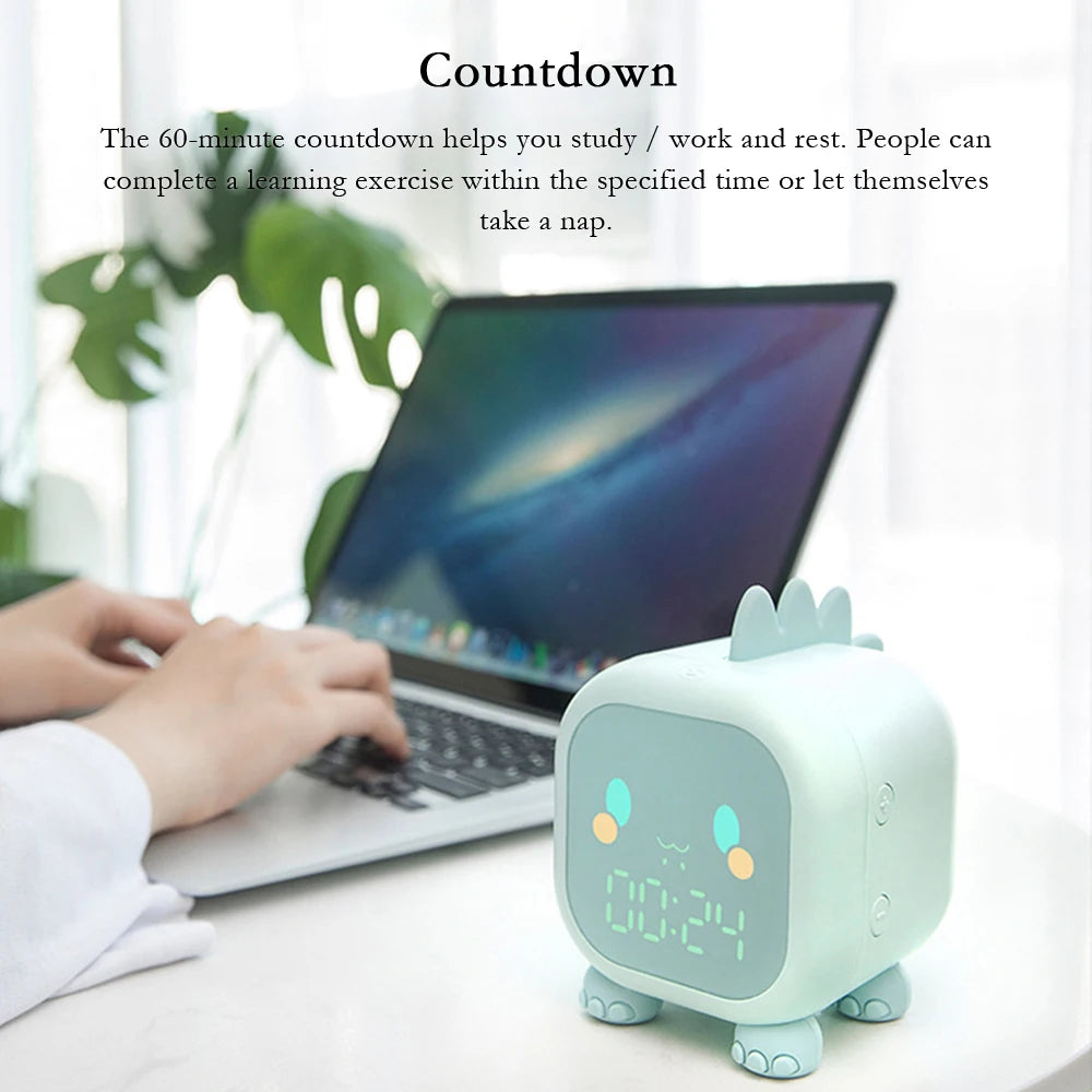 🌟 Kawaii Dinosaur Kids Alarm Clock 🦖✨ - Cute LED Time & Temperature Display | Snooze & Wake Up Light | Perfect Bedside Companion for Boys & Girls! 🌈💤