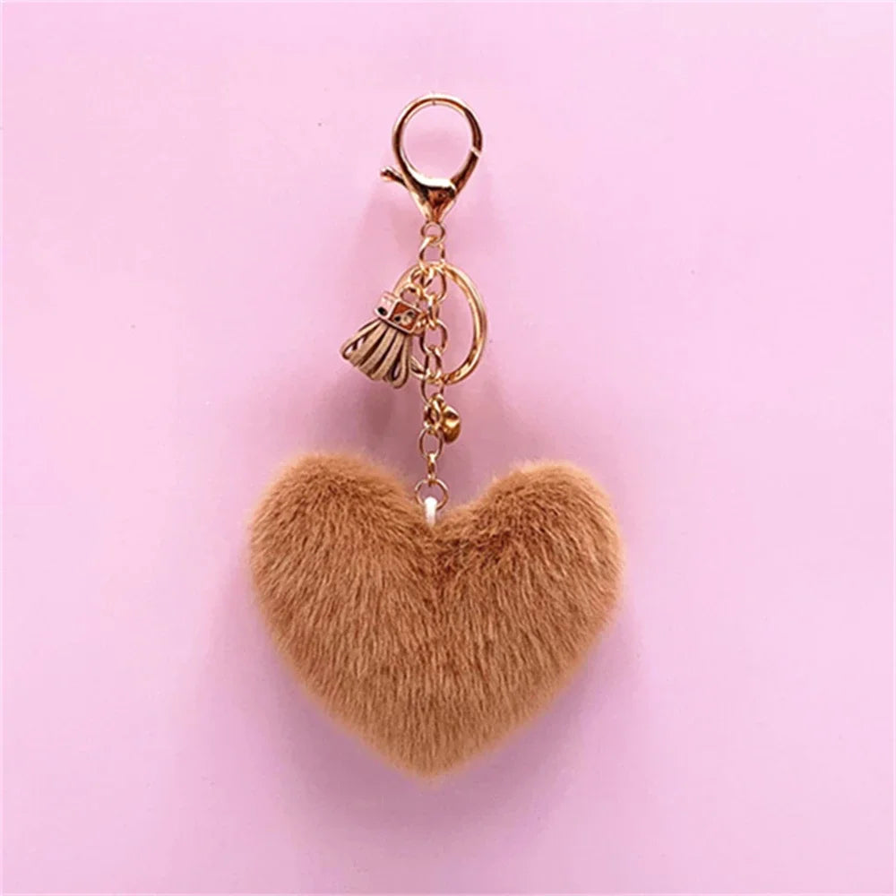 Kawaii Heart Pompom Keychain 🎀✨ | Adorable Plush Ball Accessories for Bags & Cars ❤️🎉 | Perfect Valentine Gifts for Couples 💖🥰