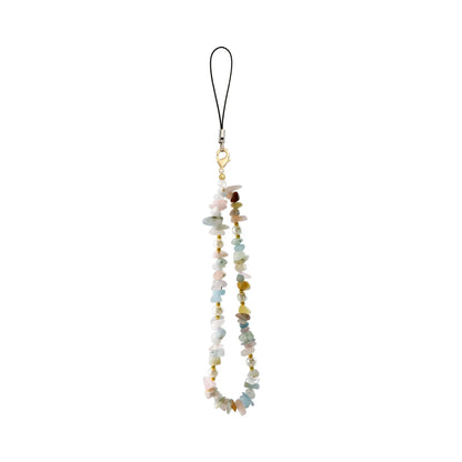 Kawaii Crushed Stone Phone Charm 🌈✨ | Natural Amazon Stone Hanging Rope for Keys & Bags 🎀📱
