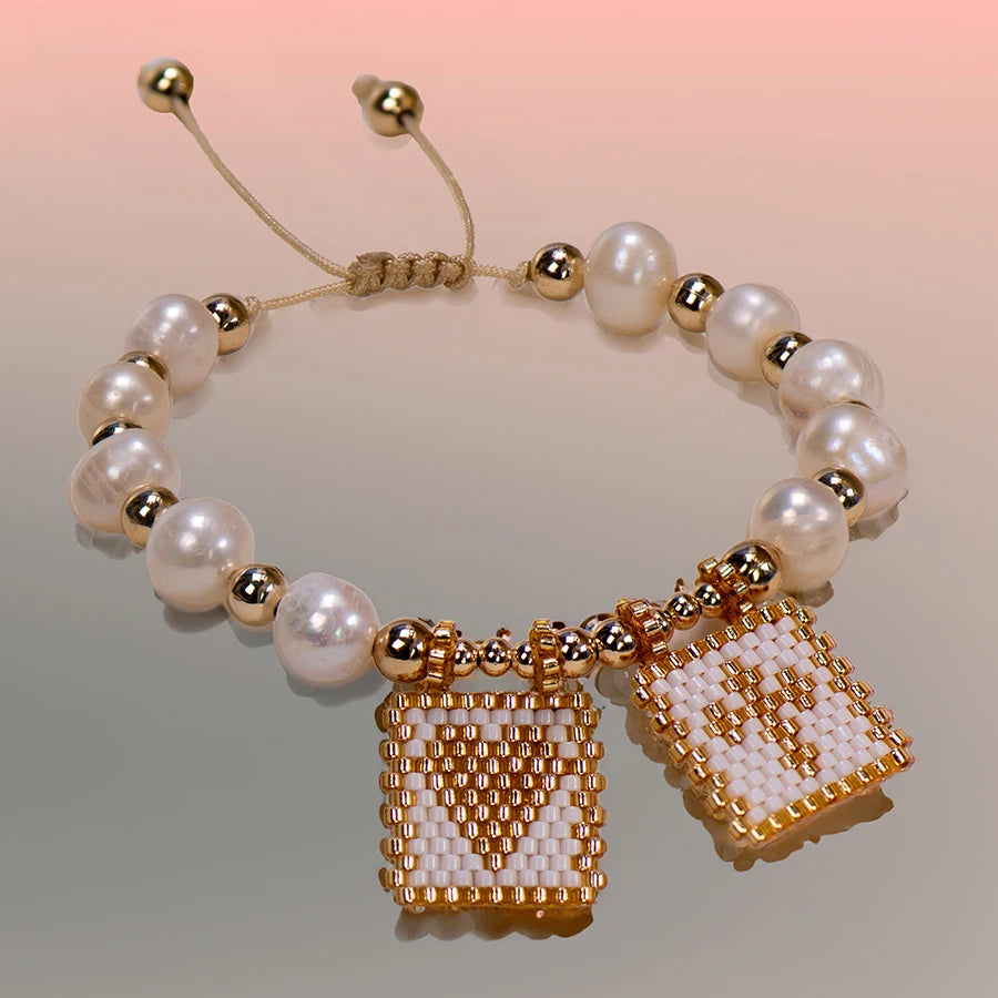 Woven Pearl Cross Heart Bracelet Beaded Miyuki Boho Christian Religious Charm Jewelry Womens 2023 Fashion Love Blessing Gift