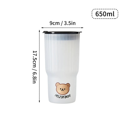 Kawaii 650ML Leak-Proof Coffee Mug ☕✨ - Adorable Portable Tumbler for Travel & Sports! 🌈💧