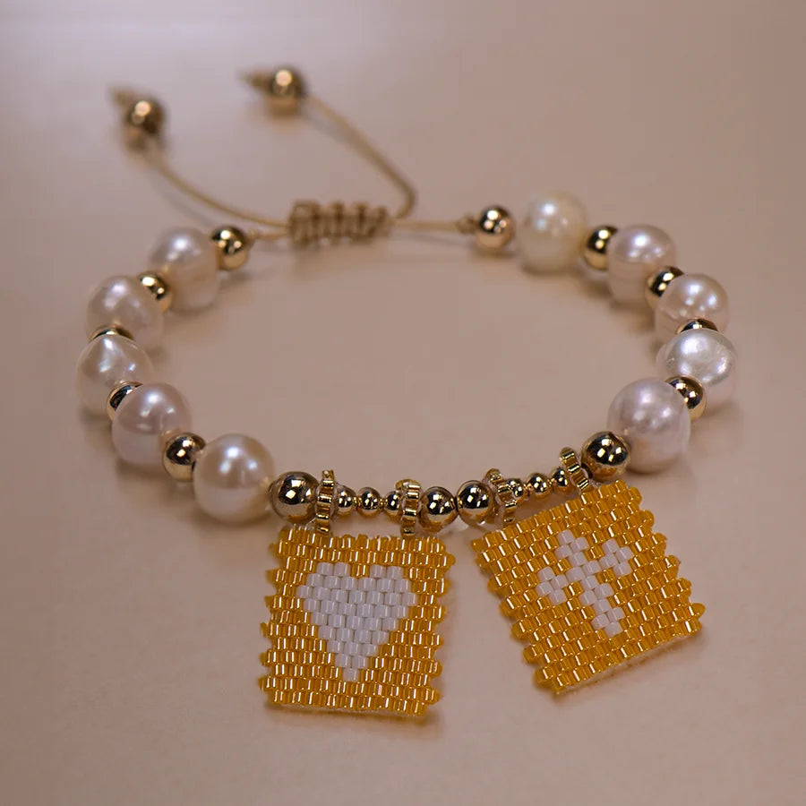 Woven Pearl Cross Heart Bracelet Beaded Miyuki Boho Christian Religious Charm Jewelry Womens 2023 Fashion Love Blessing Gift