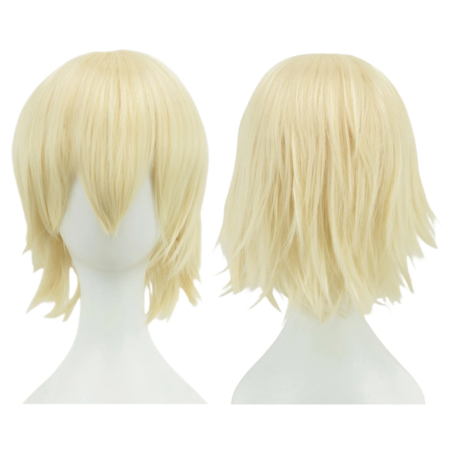 Synthetic Unisex 12 Inches Short Cosplay Bob Wig With Bangs Pink Blonde Orange Halloween Lolita Look 🎀✨